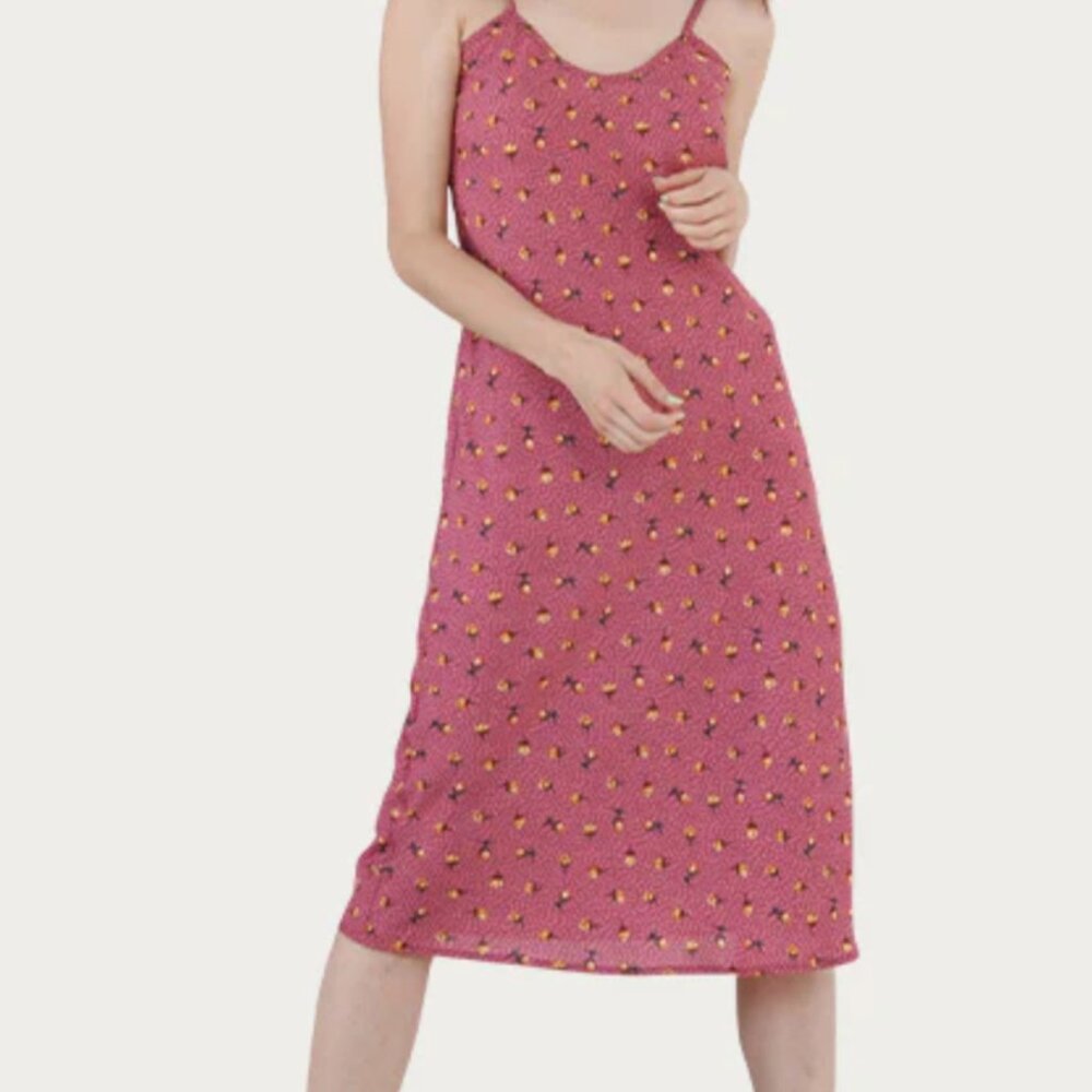 Haley Solar Bias Floral-Print Midi Slip Dress